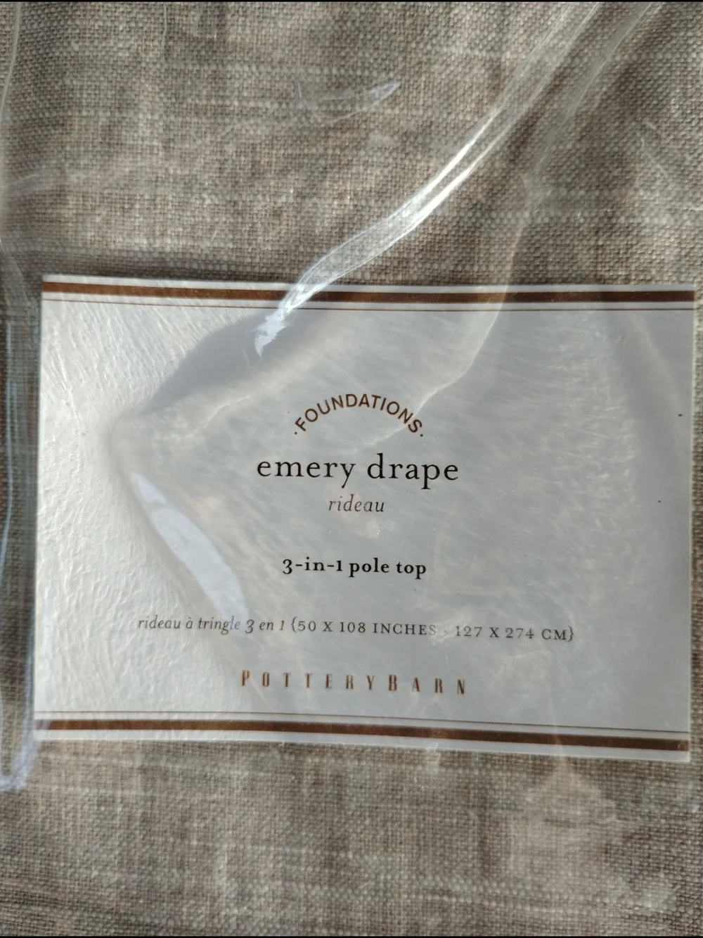 Pottery Barn Emery Linen Curtain Panel Oatmeal Beige 50x108